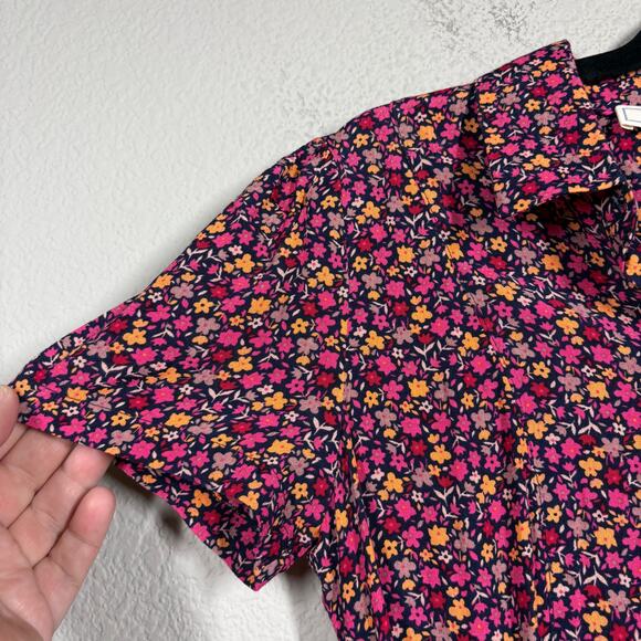 Fat Face Size 2 Midi Shirt Dress Red Pink Floral Belted Short Sleeves Colorful - Picture 4 of 10